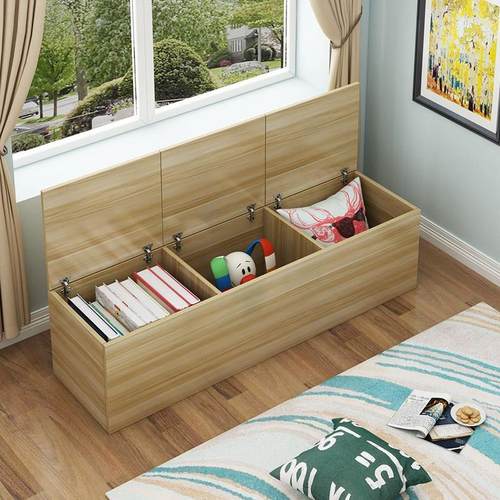 简约上翻门飘窗柜储物柜窗台柜阳台柜落地柜收纳柜矮柜子定制可坐