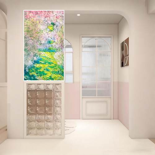 掐丝珐瑯彩卧室化妆室半墙遮挡隔断客厅玄关轻奢高档欧法艺术玻璃