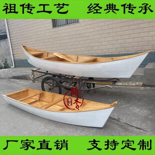 木船道具两头尖一头尖装饰造景水上风景区游玩白色欧式水池摄影摆