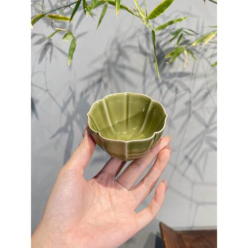 惊蛰 耀州窑海棠主人杯陶瓷茶杯中式单杯青瓷茶具个人专用品茗杯
