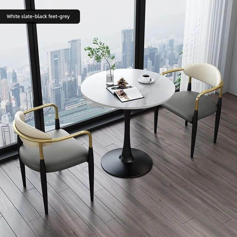 北欧轻奢岩板洽谈桌椅组合小户型网红接待奶茶店阳台休闲小圆桌子,住宅家具,岩板餐桌,淘宝优惠券,粉丝福利购,淘宝优惠卷