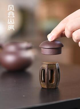 手工铜盖与紫色粘土锅盖架家用陶瓷盖碗盖支架配件黄铜功夫茶具茶