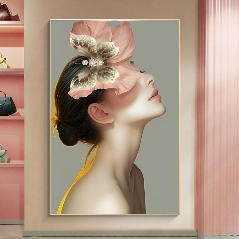 入口入口装饰画卧室床头走廊过道墙壁画美容院衣帽间人物挂画墙壁