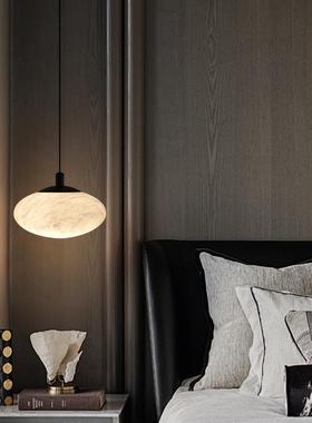 云石卧室床头吊灯新中式背景墙玄关吧台简约轻奢悬停升降小吊线灯