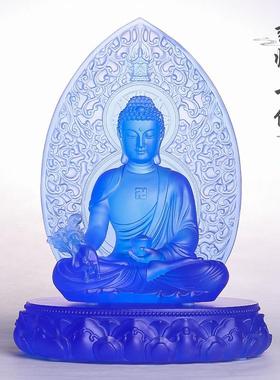 琉璃七药师光如来家居供奉佛堂摆件中式定制带背板坐像药师佛佛像