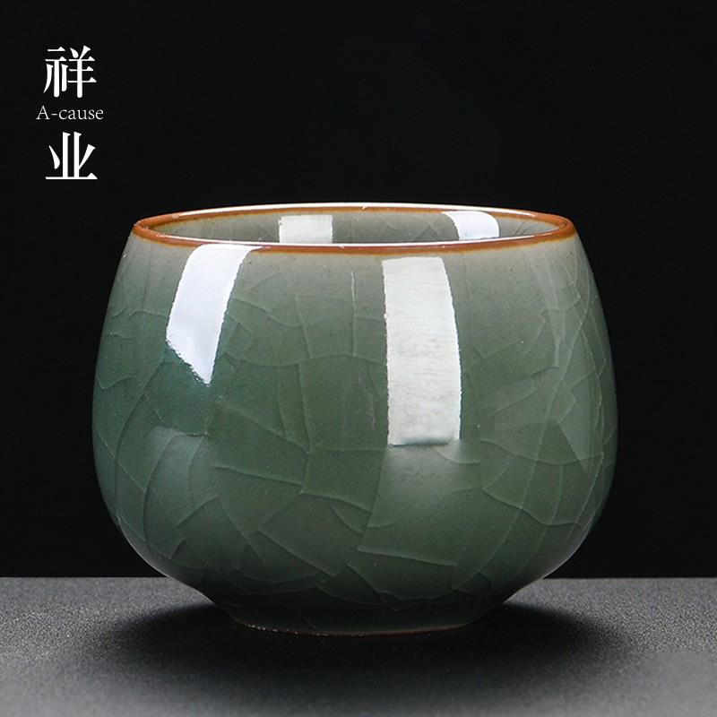 祥业哥窑功夫茶杯主人杯品茗杯单杯家用功夫茶具个人杯陶瓷小茶杯