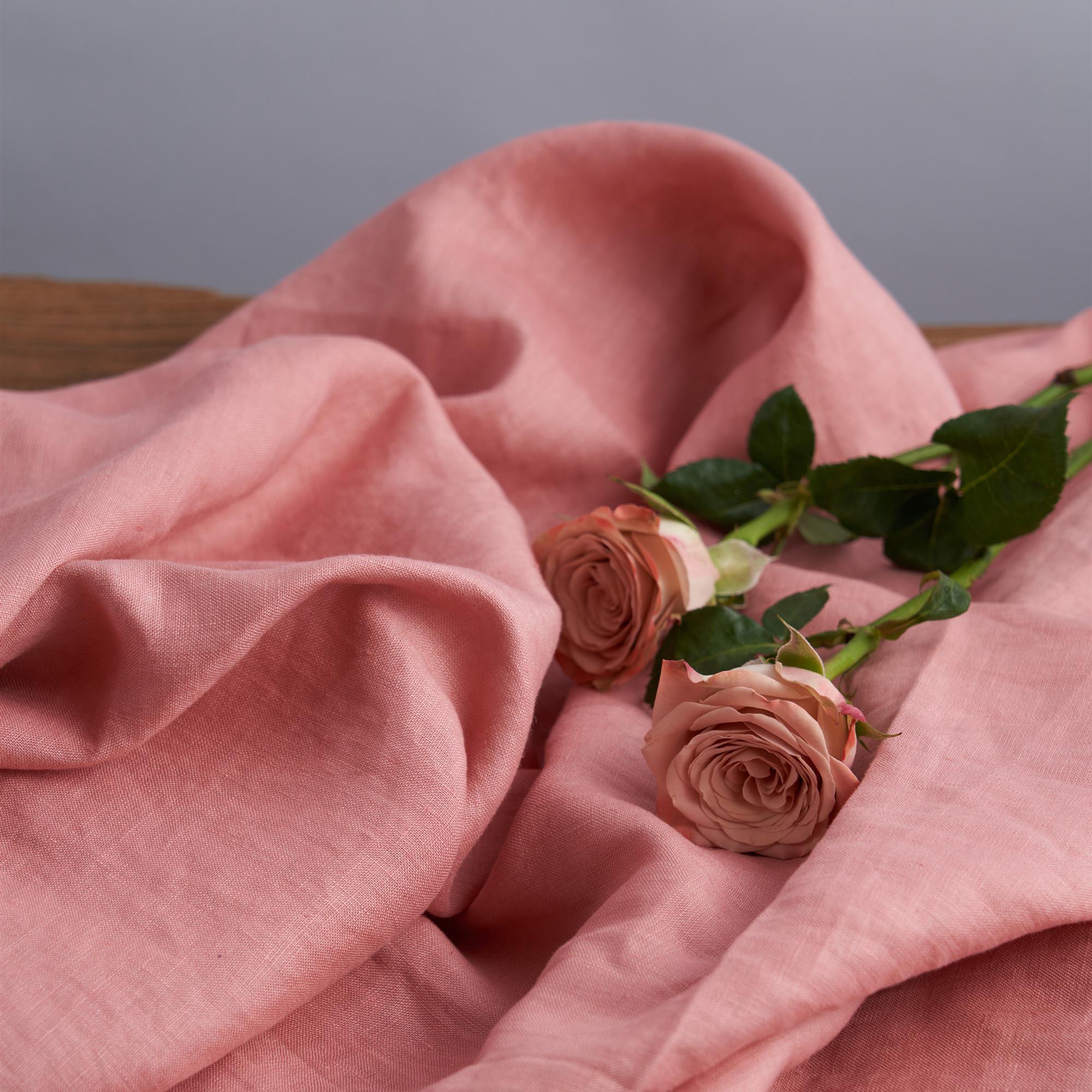 [豆蔻粉]春秋水洗田园亚麻服饰长袍裤子衬衫服装纯色印染织物