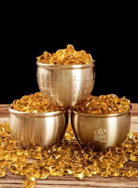 黄铜米缸聚财百福缸招聚宝盆摆件财进宝铜缸玄关客厅家居存钱罐纯