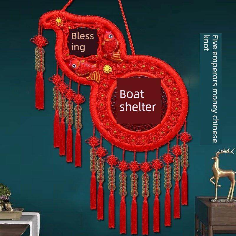 中国结葫芦挂饰客厅祝福字入口背景装饰墙入口新五帝钱入口桃木挂,特色手工艺,中国结,淘宝优惠券,粉丝福利购,淘宝优惠卷