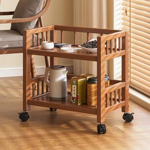 可移动小推车家用带轮实木茶几小户型沙发边几茶水架多功能置物架