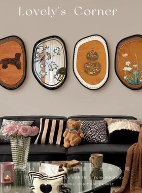 中古风客厅装饰画法式复古艺术组合墙壁画2024新款沙发背景墙挂画