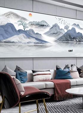新中式客厅装饰画一整幅水墨画沙发背景墙壁画大气山水画现代挂画