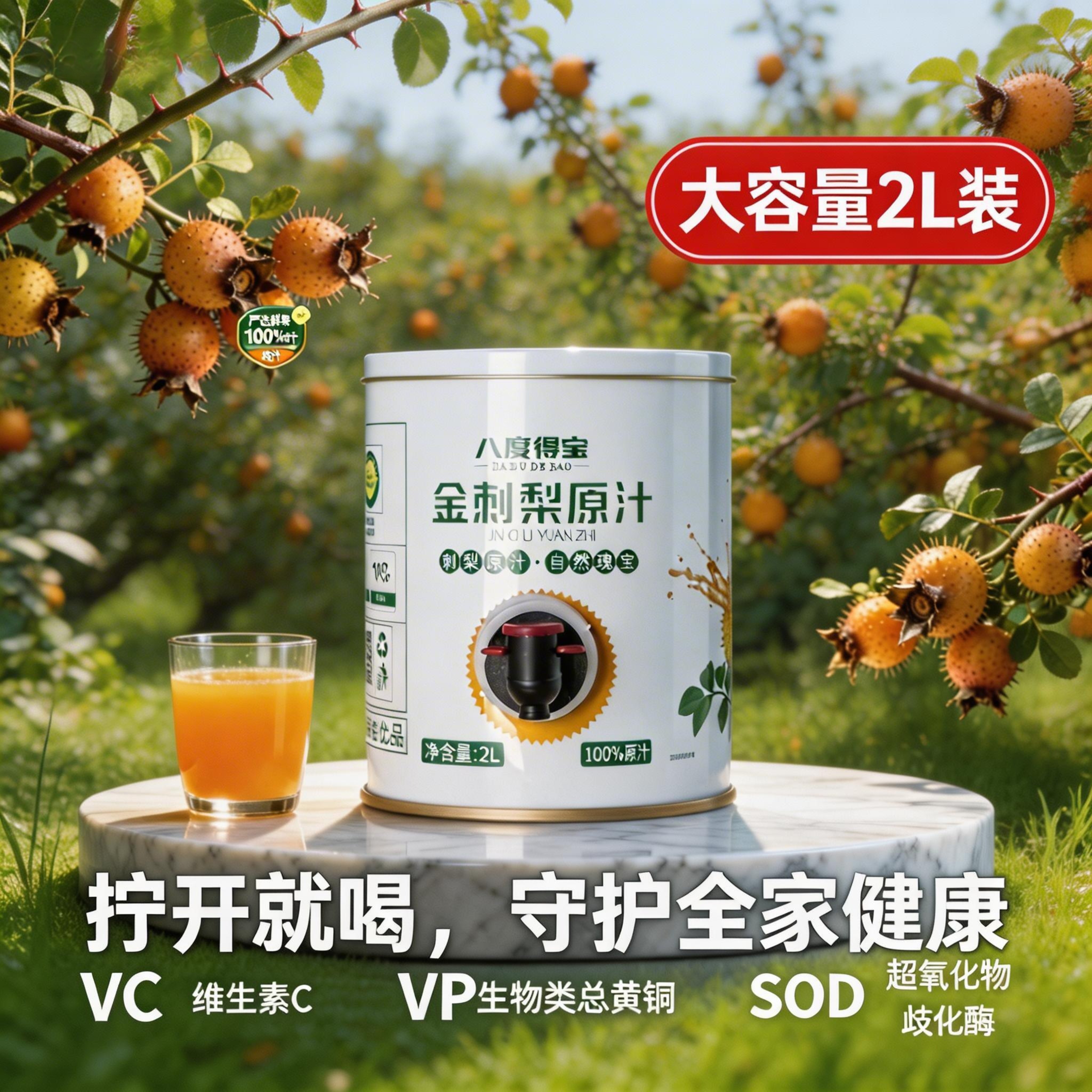 八度得宝 贵州特产 金刺梨原汁(家庭装)2L 健康 养生