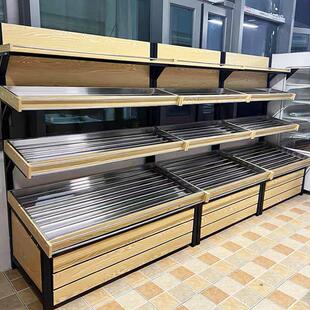 钱大妈蔬菜货架展示架定制生鲜超市水果蔬菜架子不锈钢猪肉分割台