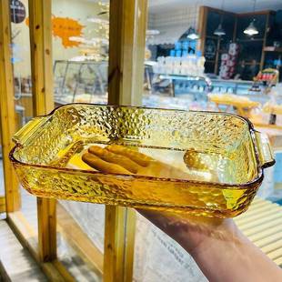 烤箱微波炉专用蒸鱼盘子 玻璃烤盘耐高温托盘水果盘长方形家用欧式