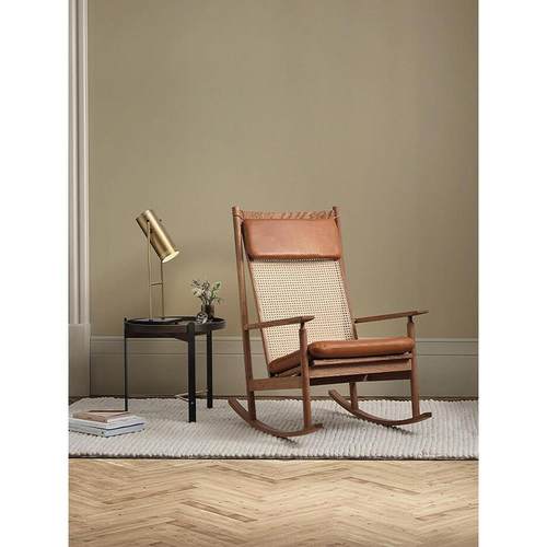 丹麦实木摇椅阳台客厅午睡躺椅子设计师款靠背逍遥椅覆古藤编藤椅