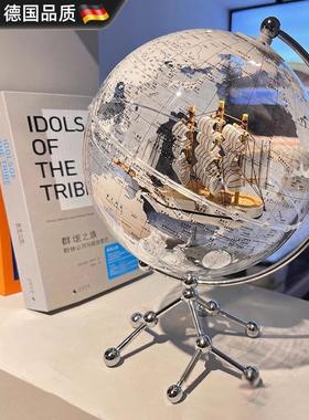 德国帆船地球仪摆件带灯光轻奢高档客厅电视柜办公室装饰品礼物