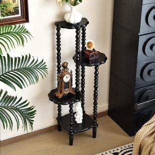 法式中古置物架转角架墙角柜实木小花架三角架多层收纳客厅展示架