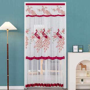 魔术贴纱门帘无冲孔花边门帘遮光卧室门帘防蚊隔断门帘夏季挂帘