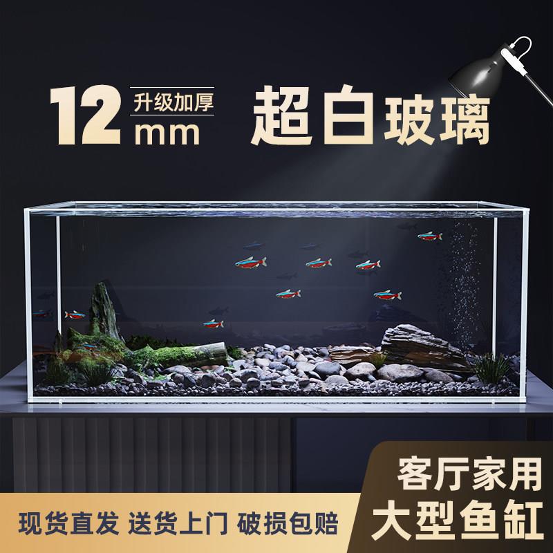 客厅专用金晶五线超白大鱼缸玻璃缸定制订做溪流造景裸缸乌龟缸