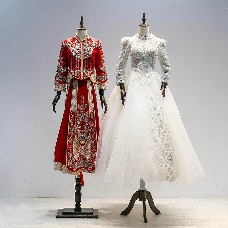 服装店模特道具女全身女装橱窗展示架半身假人体婚纱人台模特架子