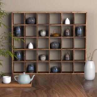 实木格子架桌面置物架客厅家用多宝阁覆古陈列展示架子博古架