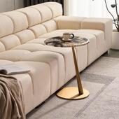 潘多拉奢石边几轻奢现代高级感茶几小圆桌迷你圆形天然大理石角几