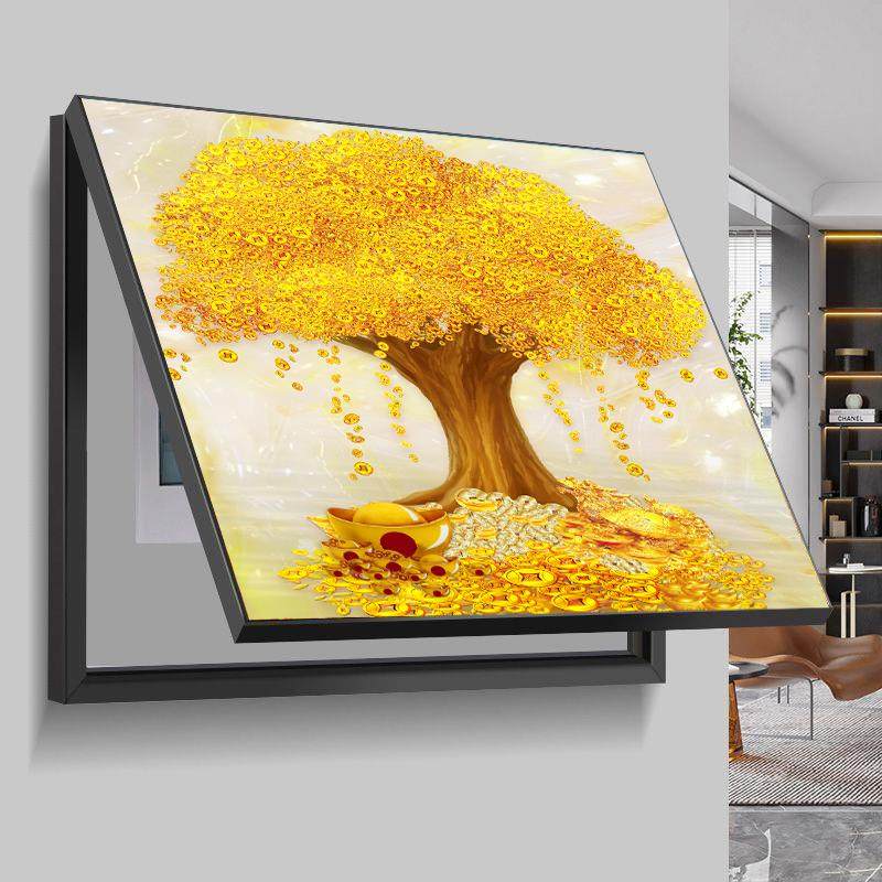 发财树电表箱装饰画 画横版客厅配电箱遮挡挂画 画电源开 关盒弱