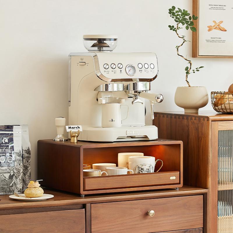 那澜多好实木咖啡机增高架咖啡杯收纳架桌面杯架抽屉式杯子置物架