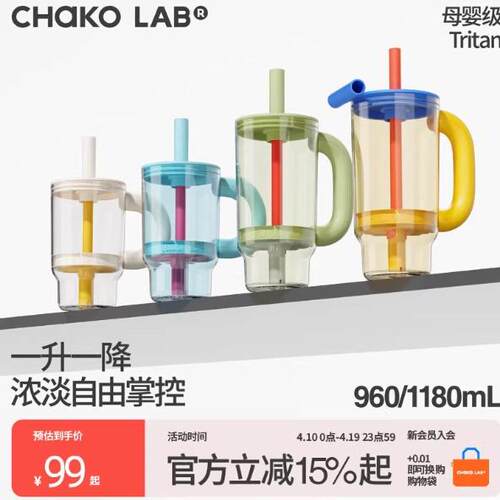 CHaKOLAB和序巨无大容量霸霸杯高颜值夏季水杯女生高颜值霸吸管杯