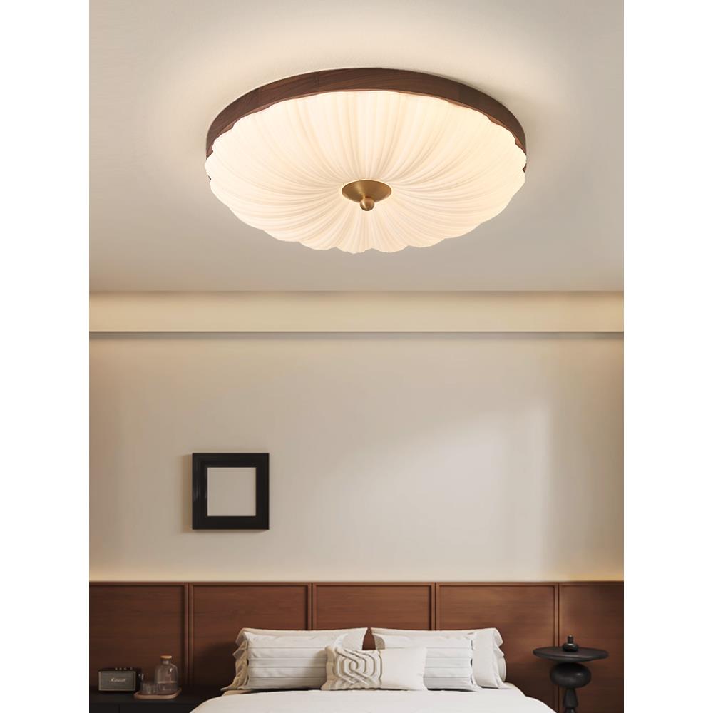 核桃纹圆形卧室灯Wabi-Sabi风格Led吸顶灯外壳护眼古董书房灯