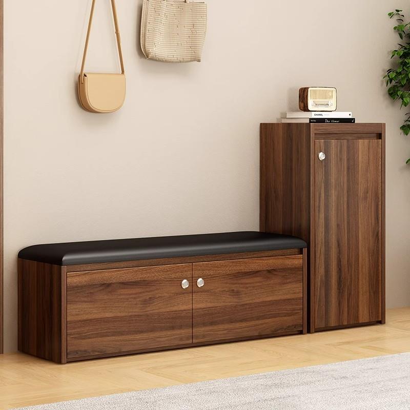 实木换鞋凳免安装可坐鞋柜家用门口一体软包坐凳可收纳入户穿鞋凳