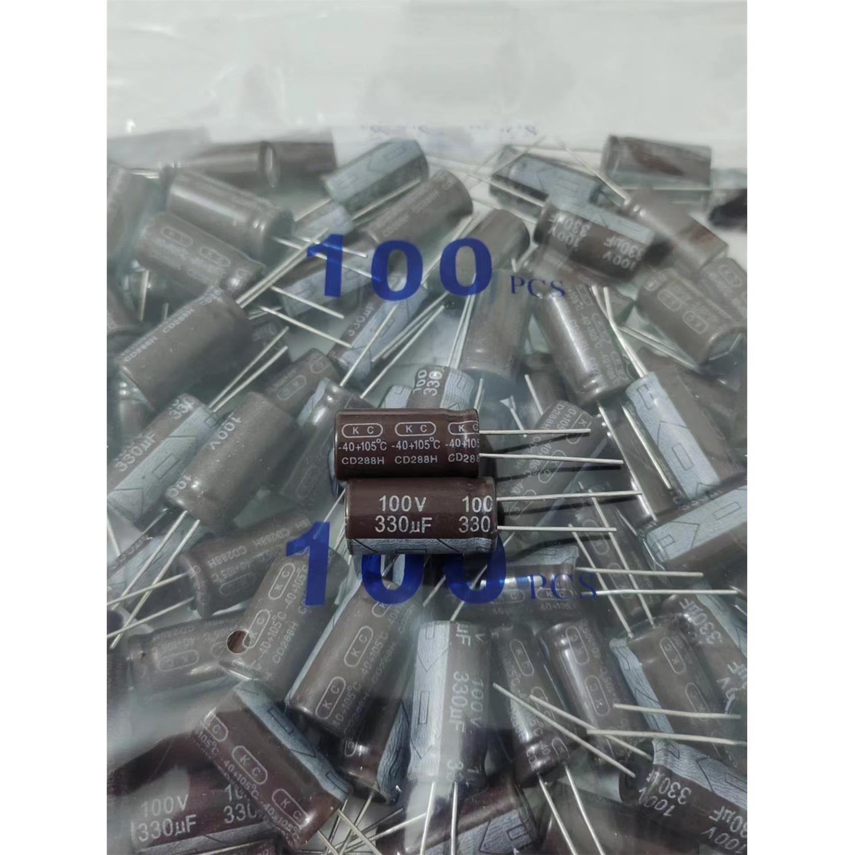 100v330uf 全新原装KC电解电容 体积13*25 一包100祇/50元