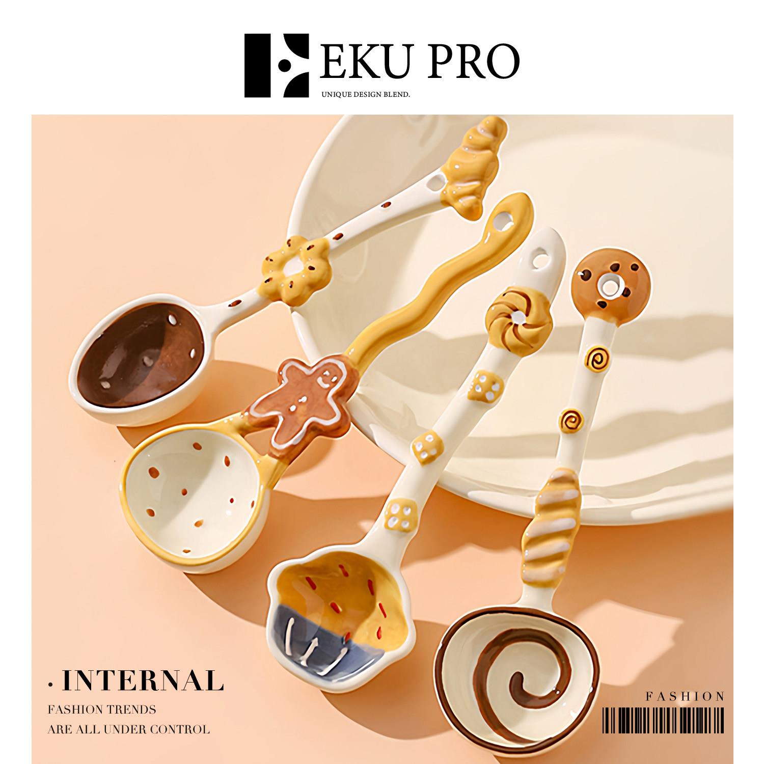 EKU PRO·内熏·高颜值可爱陶瓷小勺釉下彩汤勺饭勺家用|Internal