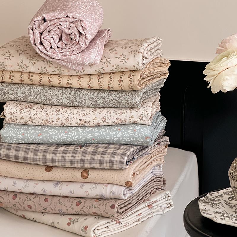 田园碎花A类全棉双层纱床单单件 小清新纯棉床笠床垫保护罩被单