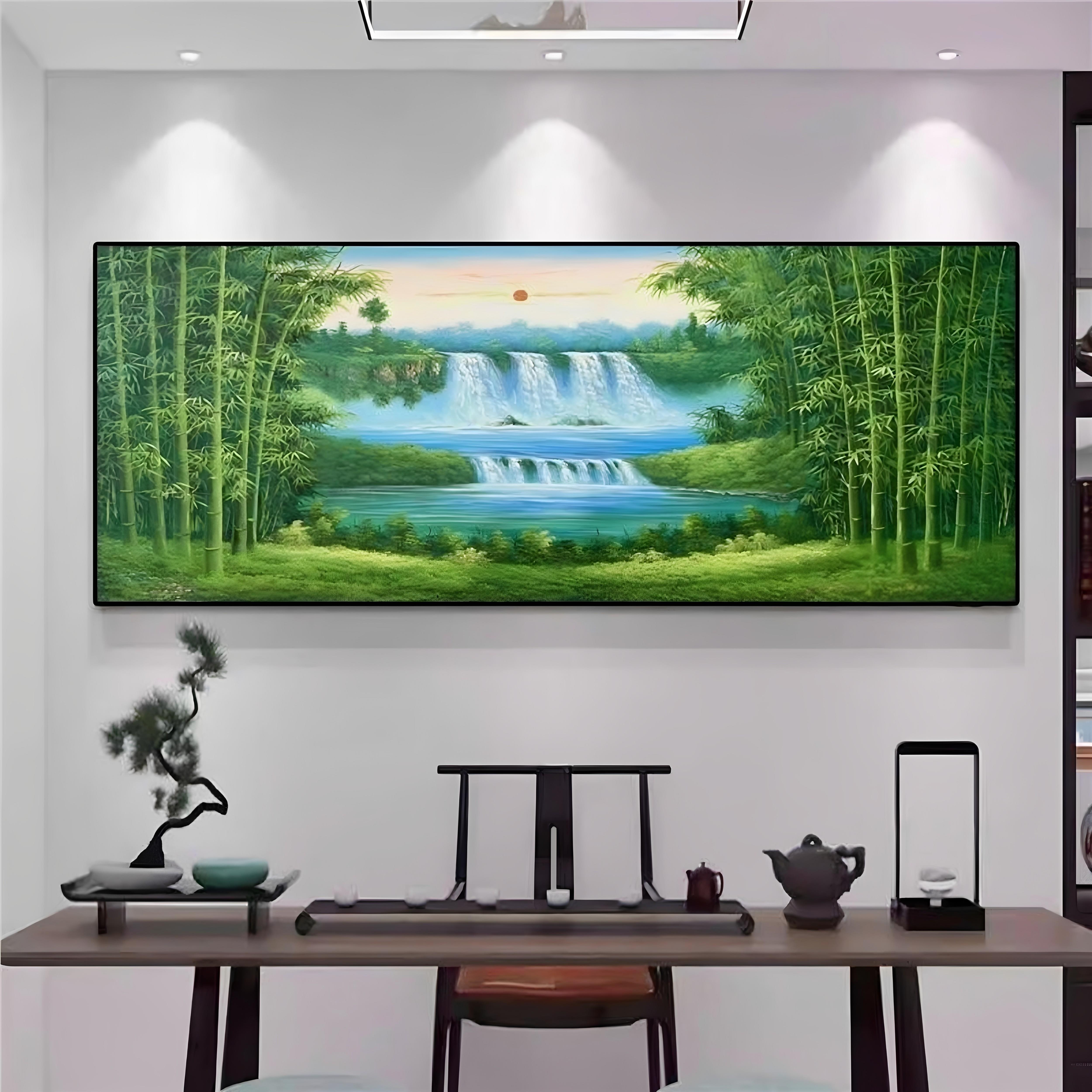 竹报平安竹子林装饰画客厅风景挂画节节高升聚宝盆山水画