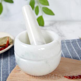 石创意捣器臼理石捣蒜大罐研磨器蒜家用手动捣药罐蒜泥器小号 正品