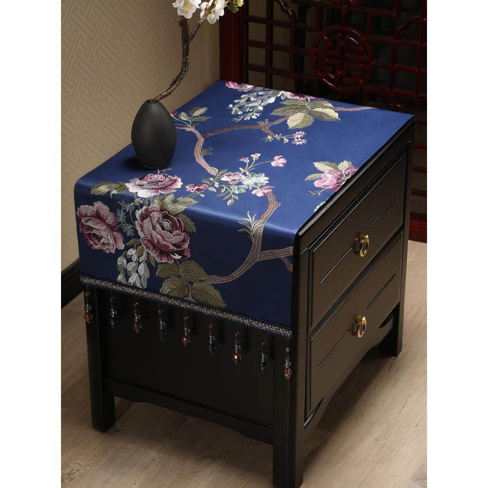 新中式床头柜盖布轻奢红色桌布家用防尘罩台布婚房卧室遮盖巾定制,居家布艺,万能盖巾,淘宝优惠券,粉丝福利购,淘宝优惠卷