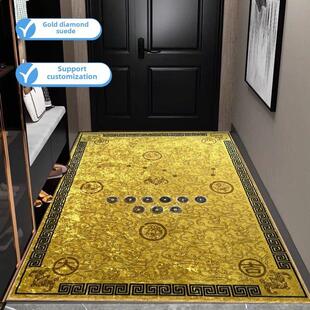 黄色七星九运入户门内地垫纳福招财防滑金钻绒竖版入户脚垫定制