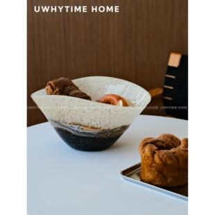 高级感新中式轻奢艺术琉璃玻璃水果盘客厅茶几摆件装饰收纳摆件