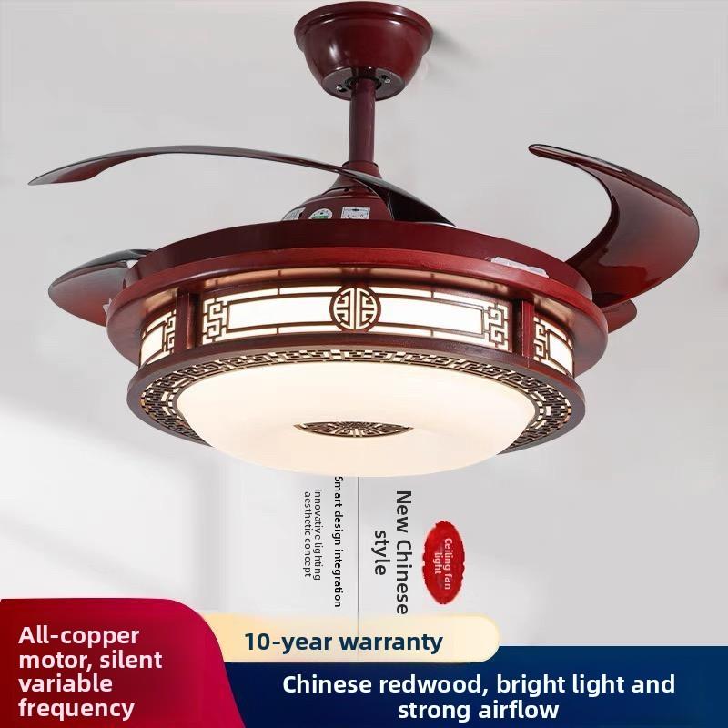 新中式风扇灯家用隐形吊扇灯餐厅客厅吊灯2025新款带灯古典电扇灯