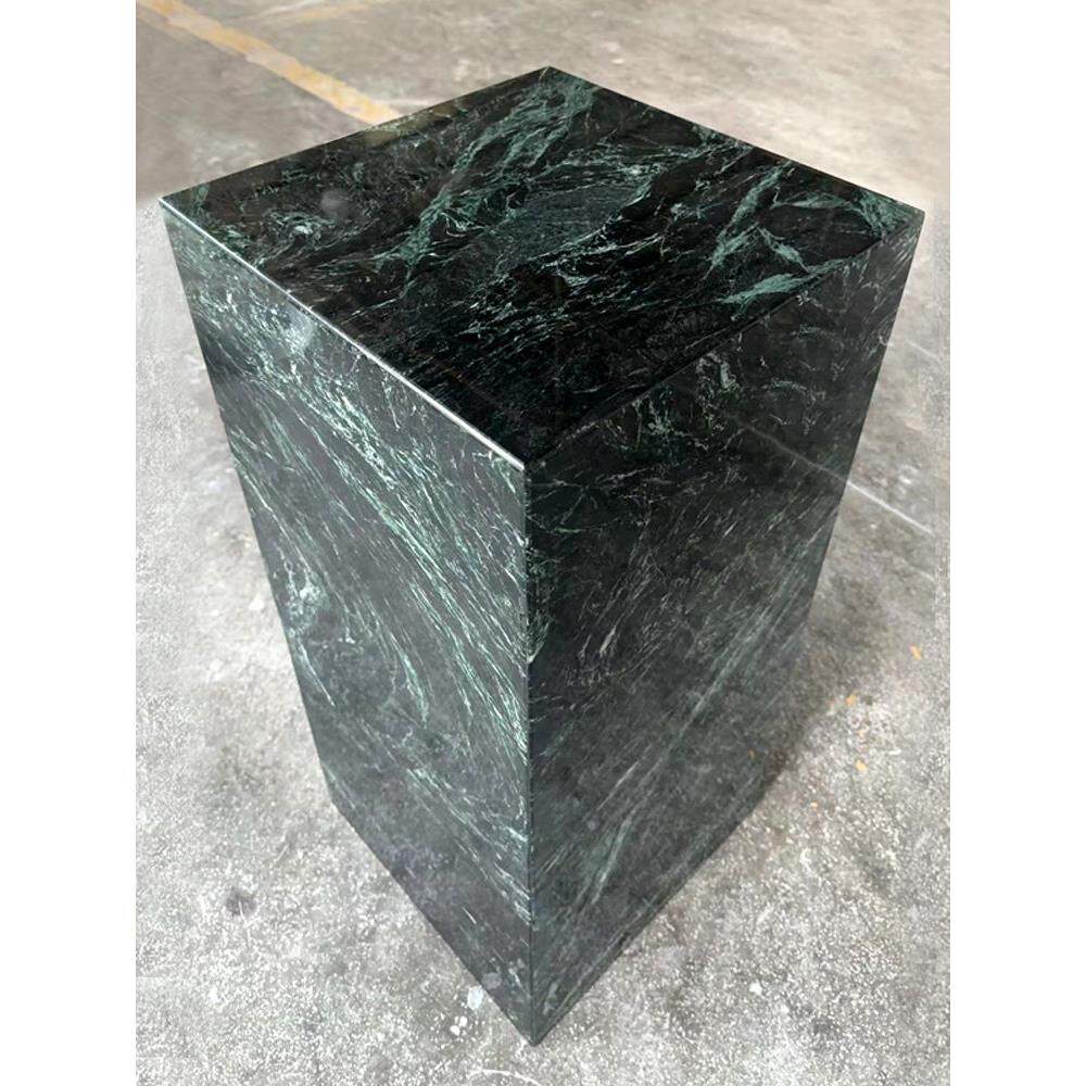 天然大花绿大理石花盆底座入户进门玄关高级感摆件落地装饰雕塑台