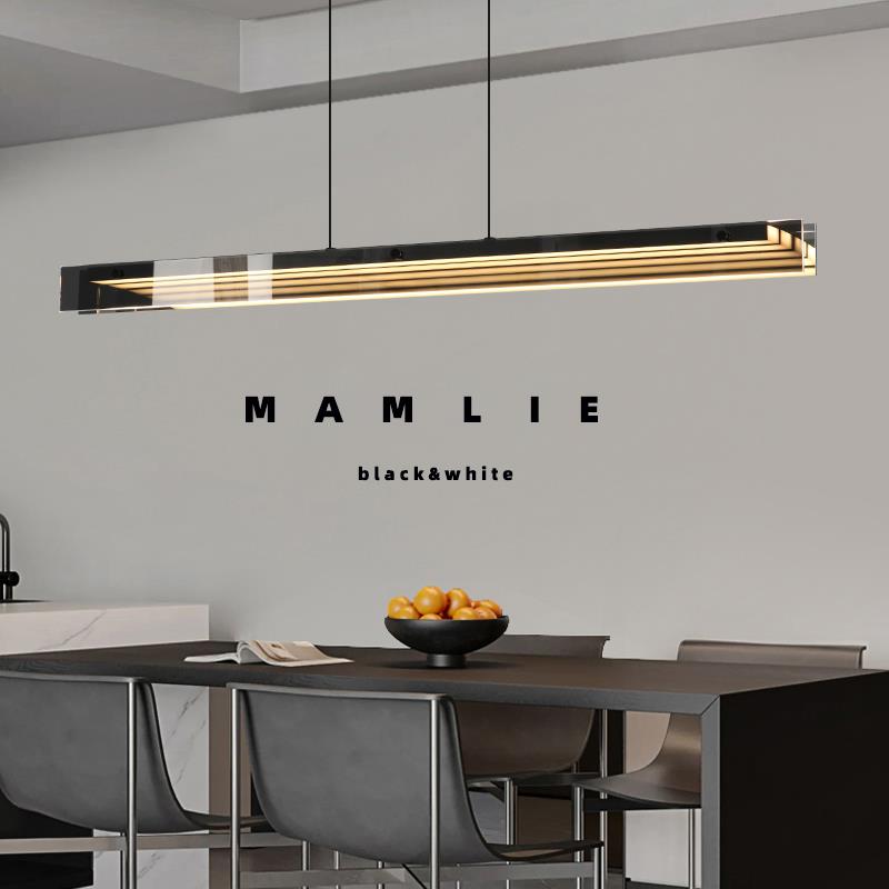 餐厅吊灯意式极简高级感现代简约创意设计师长条一字岛台餐厅灯