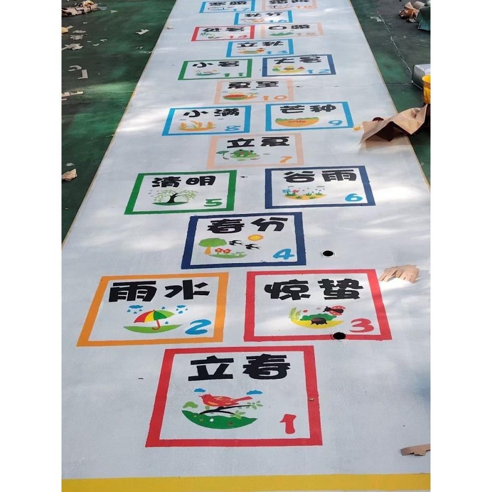 校园地面游戏彩绘模板镂空喷漆图案跳格子石头剪刀布涂鸦空心文字