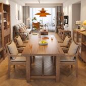 实木餐桌白蜡木大笨桌子北欧加厚工作台现代简约长方形家用大板桌