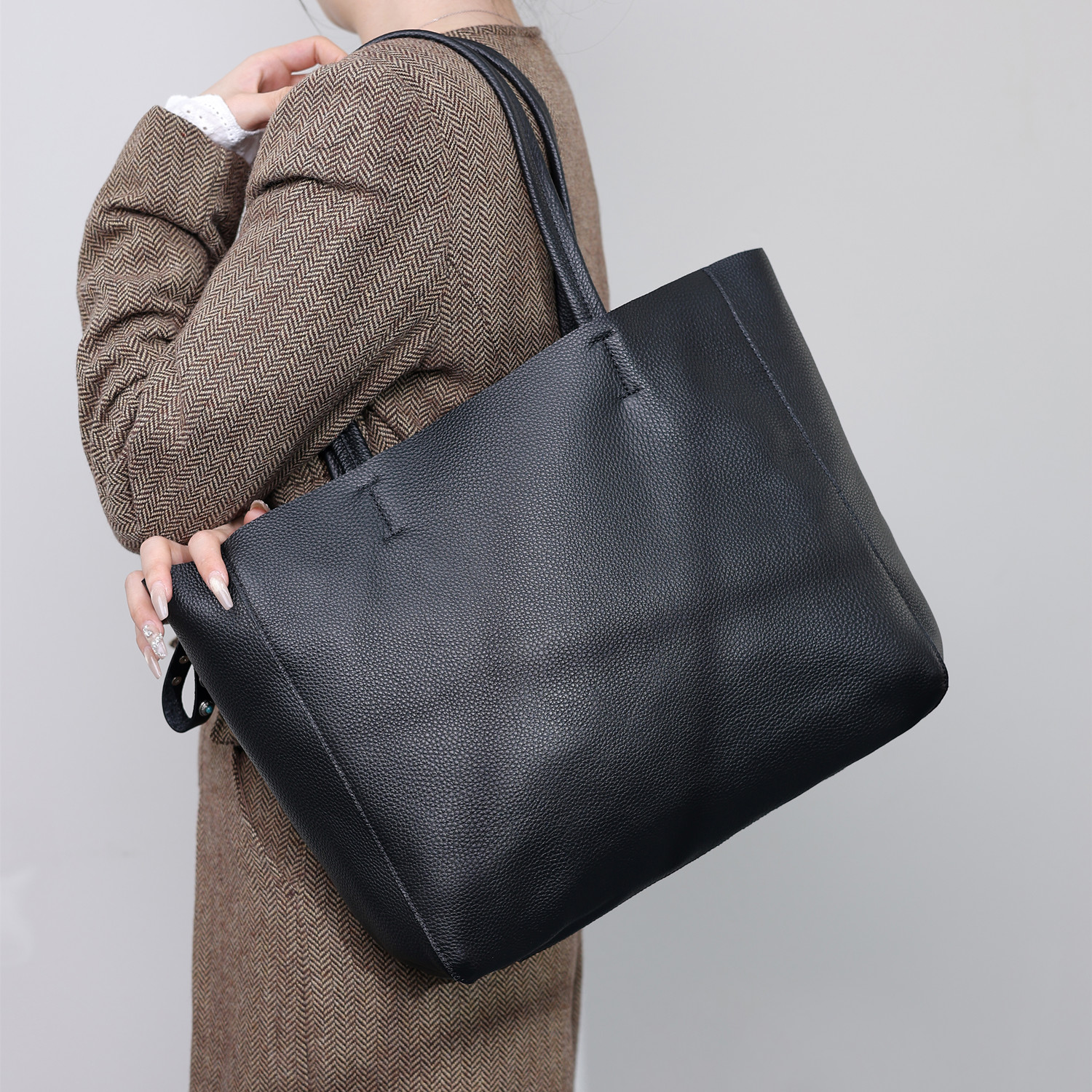 WANYEAH头层牛皮通勤托特包