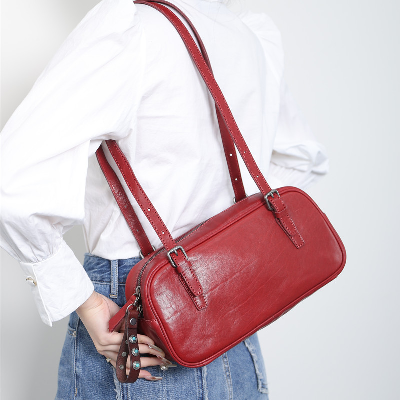 WANYEAH植鞣牛皮腋下枕头包