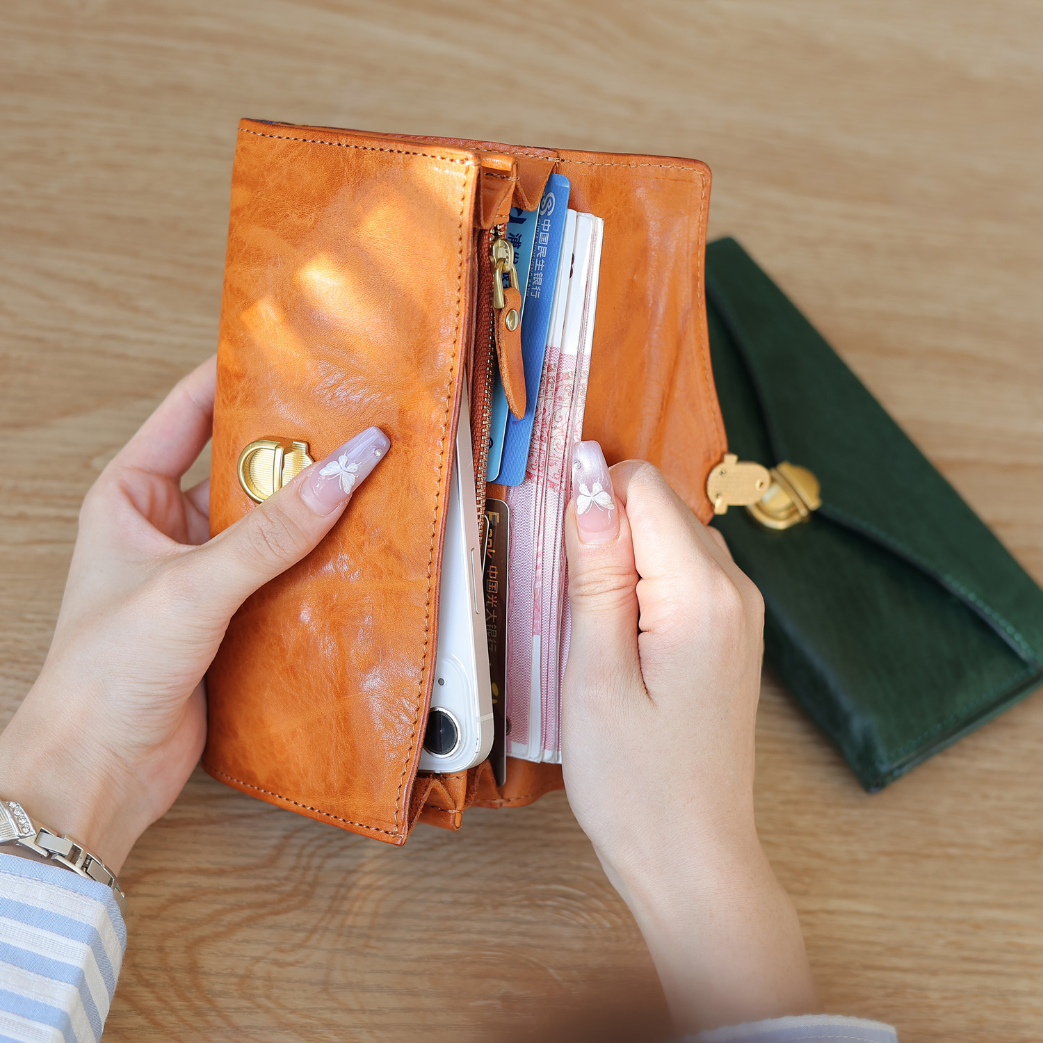 WANYEAH头层牛皮长款钱包