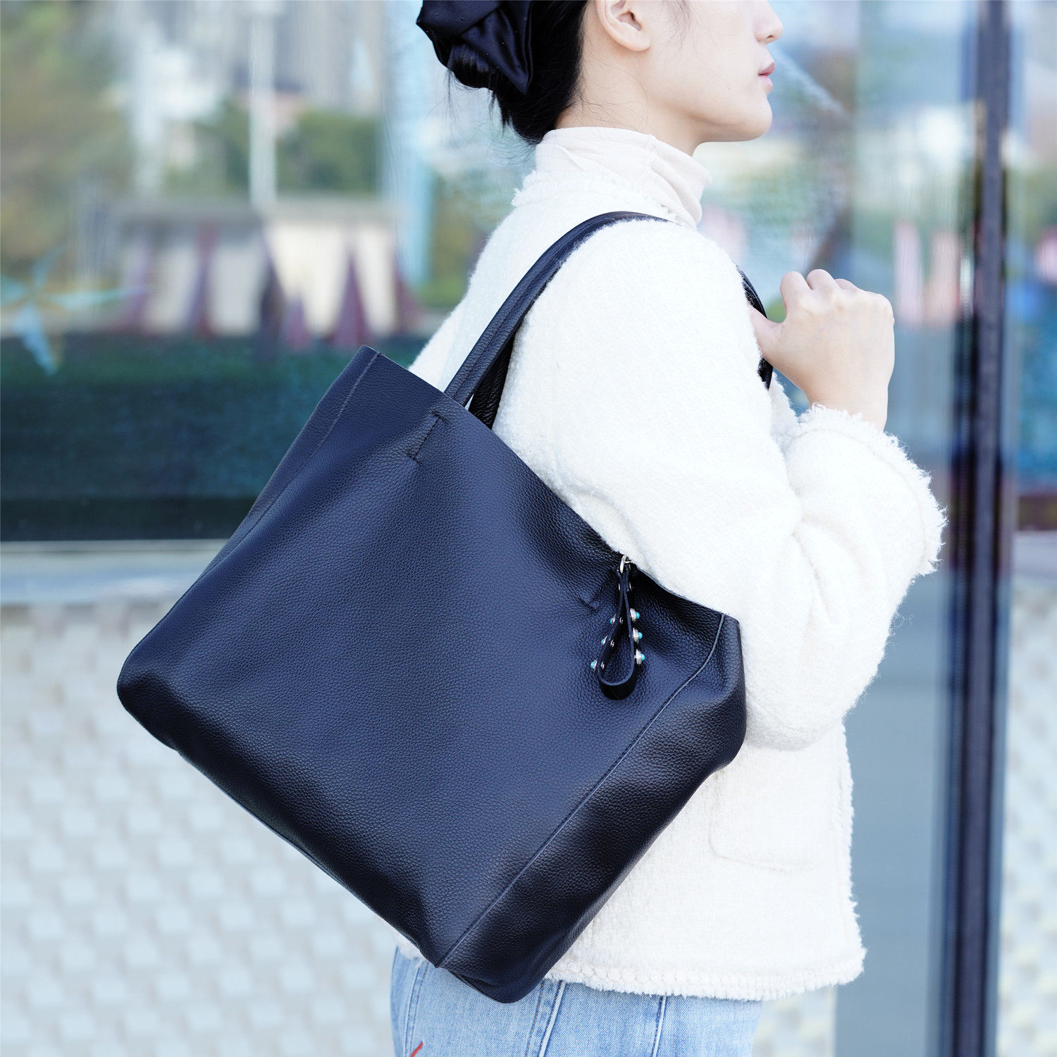 WANYEAH真皮手提托特包女牛皮通勤上班电脑包休闲大容量单肩背包,箱包皮具/热销女包/男包,托特包,淘宝优惠券,粉丝福利购,淘宝优惠卷