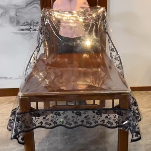 桌布透明款黑色花边防油防水长方形防污垢台布新款2026免洗桌垫